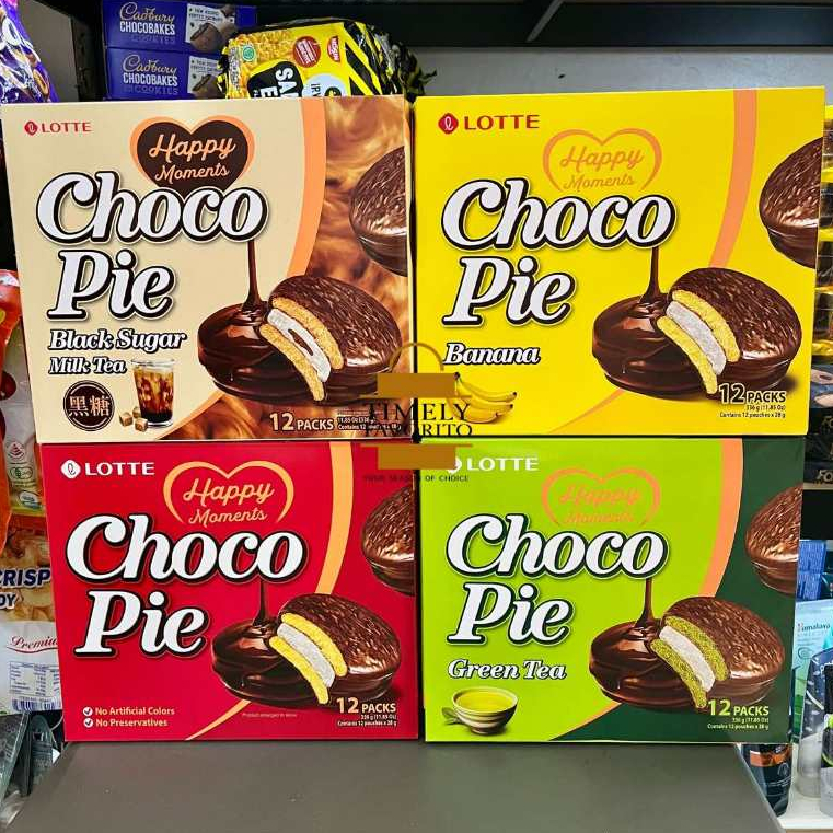 Lotte Choco Pie Black Sugar Milk Tea/Banana/Green Tea/Classic Flavor