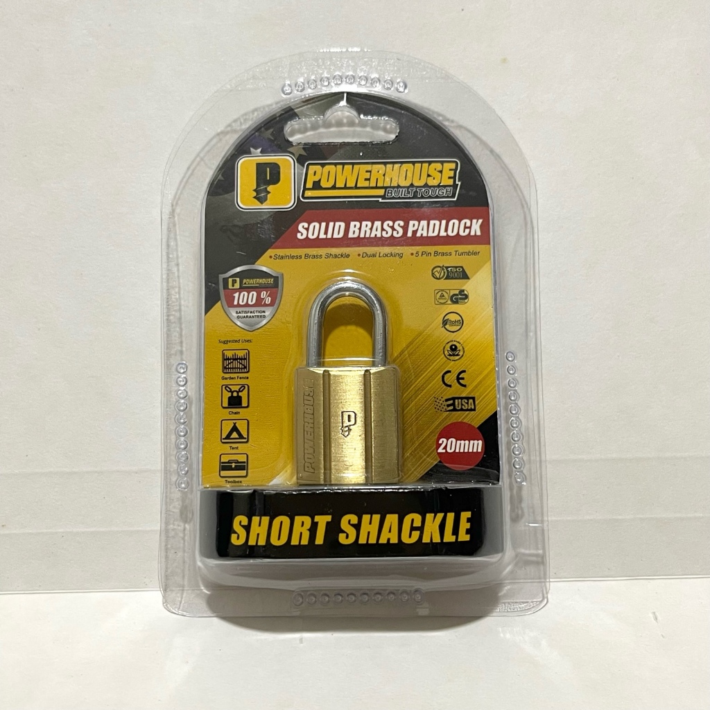 Image showcasing POWERHOUSE SOLID BRASS PADLOCK SHORT SHACKLE | Shopee Philippines