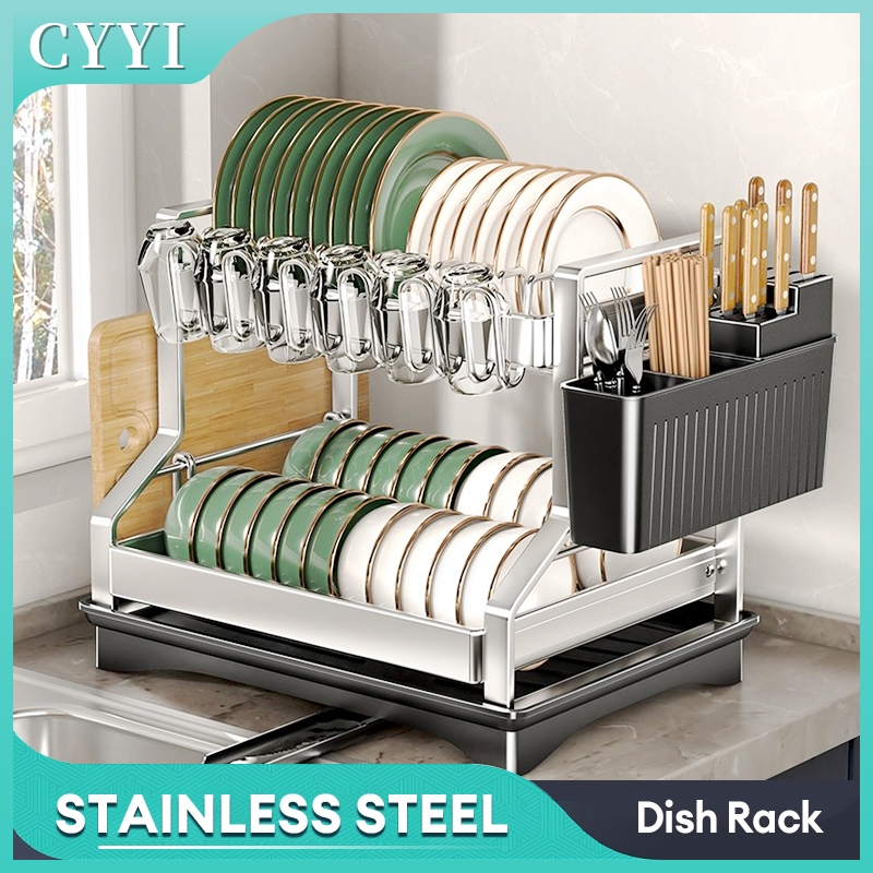 Cyyi Stainless Steel Dish Rack with Drainer Dishes Draining Rack ...