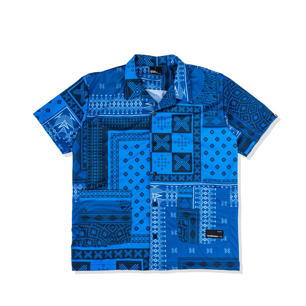 Ethnic blue polo shirt best sale