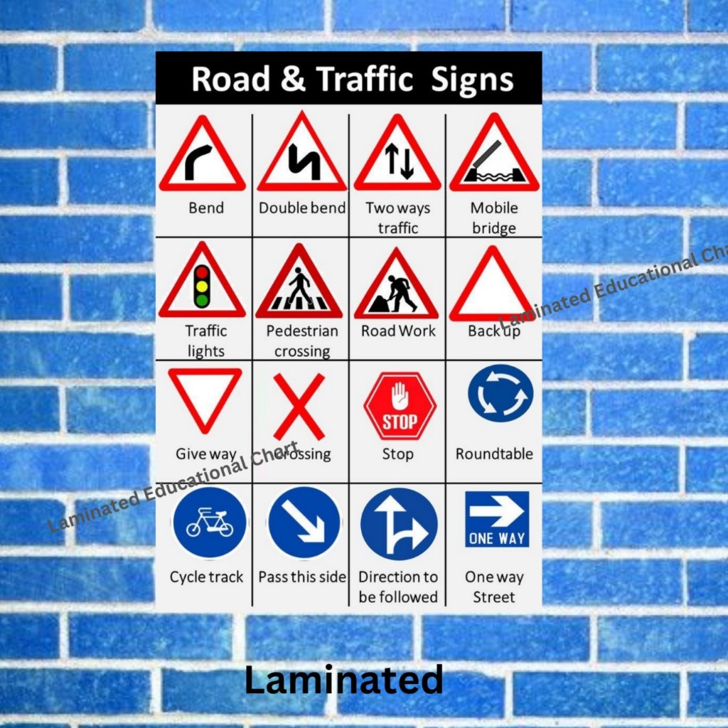 Laminated Traffic Road Signs, Road Safety Charts, Road Signs Charts for ...