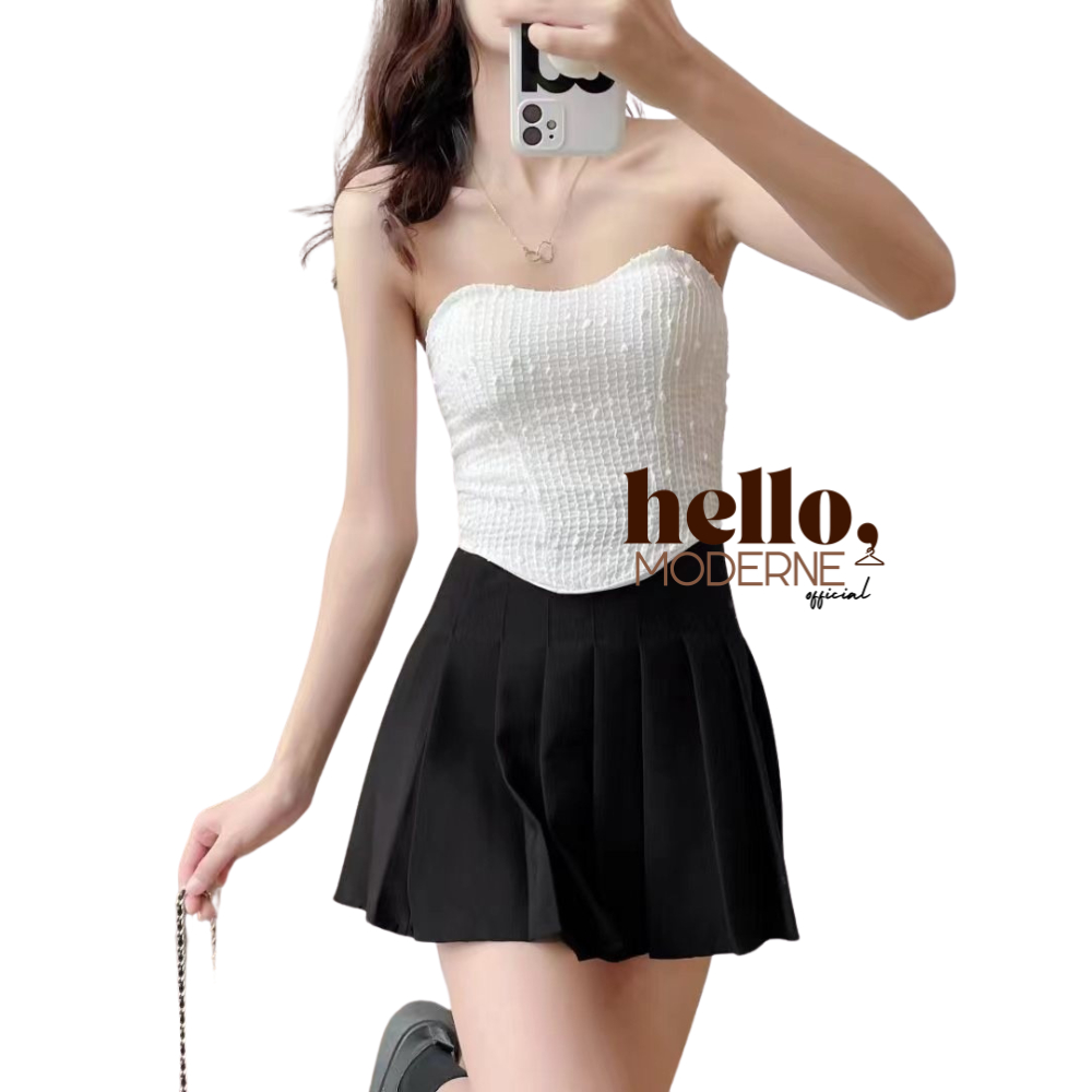 Hello Moderne Tube Crop Top XS-S Chic Style Elegant Tank Tops Korean ...