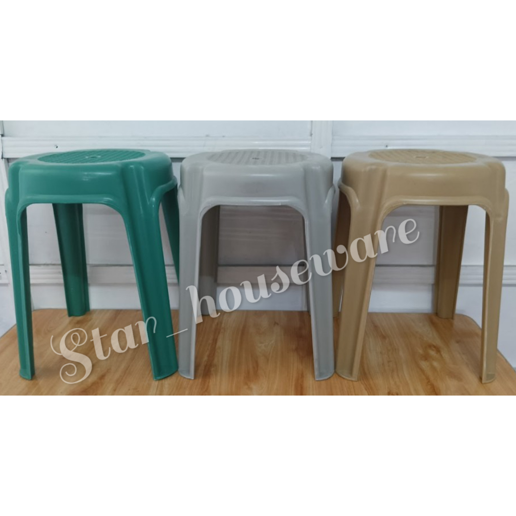 Fuson Monoblock Chair Round Stool Plastic Chair Plain Color #378 ...