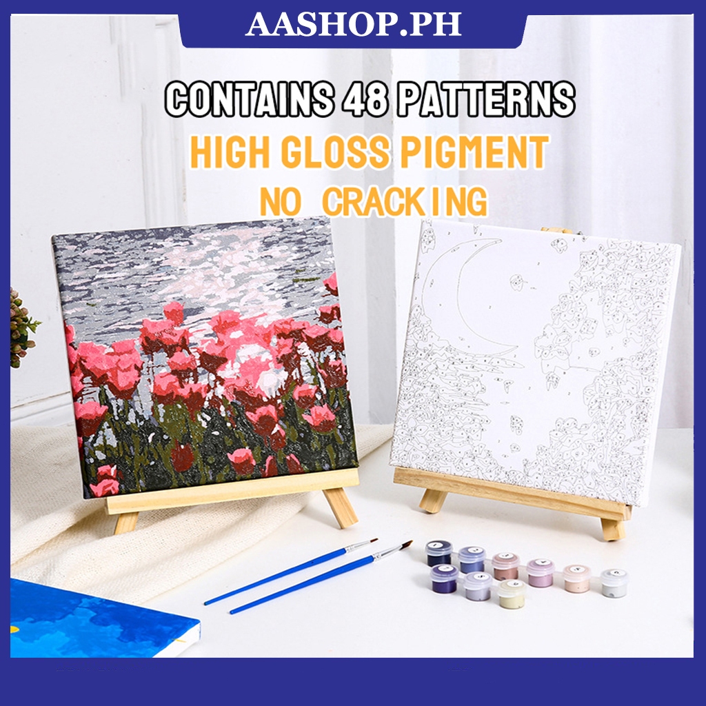 Digital Oil Paint By Numbers 20x 20cm Canvas Frame Number Painting ...