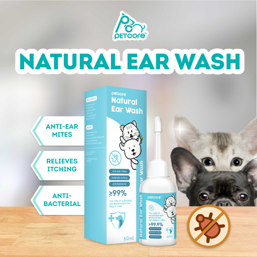 Petcore 60ml Cat Dog Mites Odor Removal Ear Drops Infection Solution ...