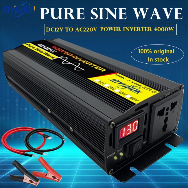 4000W Pure Sine Wave Power Inverter DC 12V to AC 220V Solar Power ...