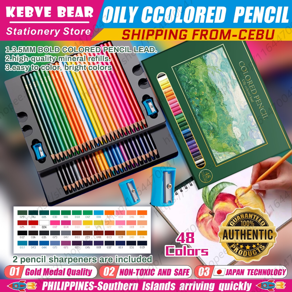 48 Color professional colored pencils drawing Oil color pencil Set ...