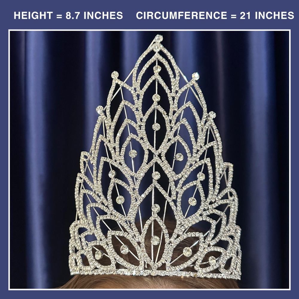Sparkling Silver Pageant Crown with Rhinestones – Perfect for Pageants & Queens 9 inches tall ...