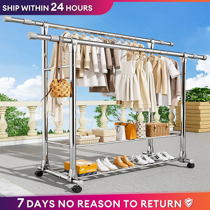 Foldable Sampayan Stainless Steel Clothes Rack Laundry Drying Stand ...