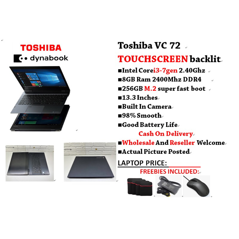 Toshiba laptop i3 i5 touchscreen ssd storage built in camera for online