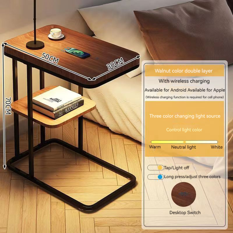 Bedside Table Side Table With Wireless Charging Wooden Night Stand ...