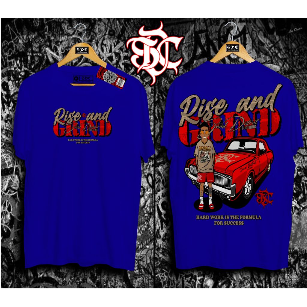 SOCIAL DISTRICT CLOTHING T SHIRT RISE AND GRIND CAR DESIGN