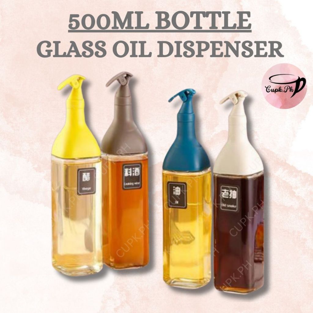 COD High quality 500ML Oil Bottle Glass Oil Dispenser Sesame Oil Soy