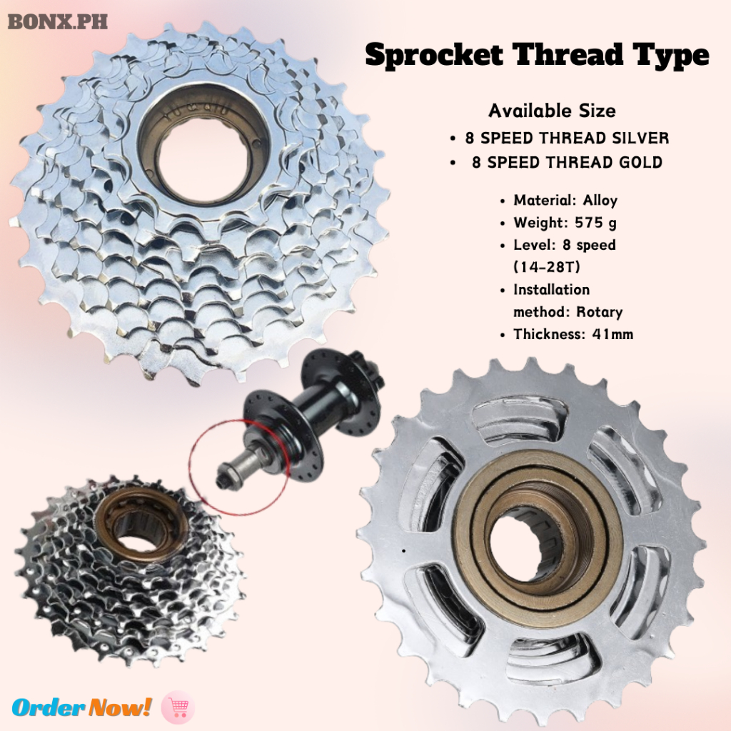 8 Speed Thread Type Freewheel Cassette 13 28T Screw On Bike Parts