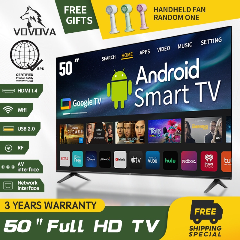 VOVOVA Smart TV 32 42 50inch HD LED Slim Television Android Netflix TV