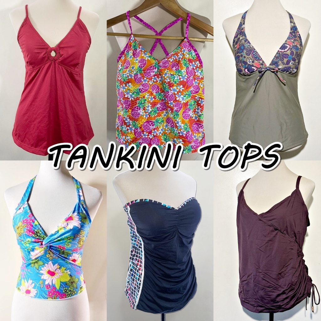 Tankini Tops | S-L free / plus size | peekaboo halter ruched bandeau