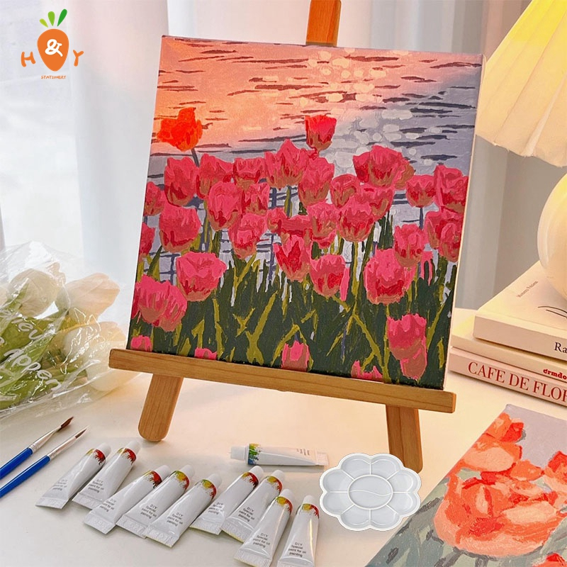 20x 20cm DIY Digital Oil Paint By Numbers Canvas Frame Number cartoon ...