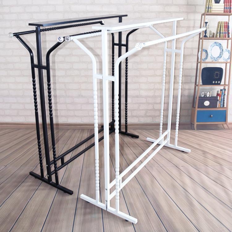 Iron hanger display rack simple double pole hanging rack with wheels ...