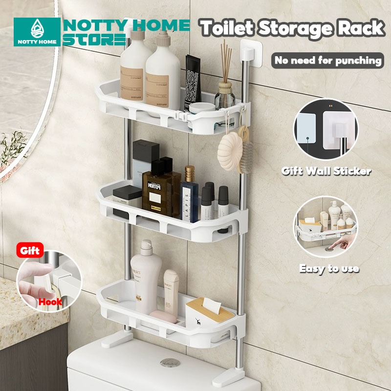 NOTTY 1-3Layers Toilet Rack Organizer Saves Space Top Toilet Rack No ...