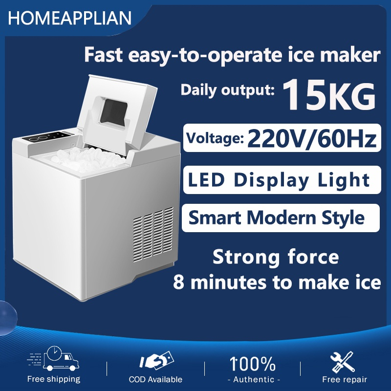 COD 95KG Smart Ice Maker Commercial Ice Maker Philippines Motor Commercial 220V/60HZ Shopee