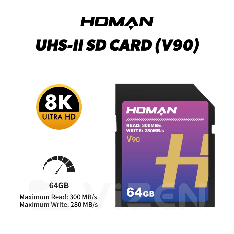 HOMAN UHS-II SD CARD (V90) 64G 128G SDXC UHS-II V90 FULL 8K+