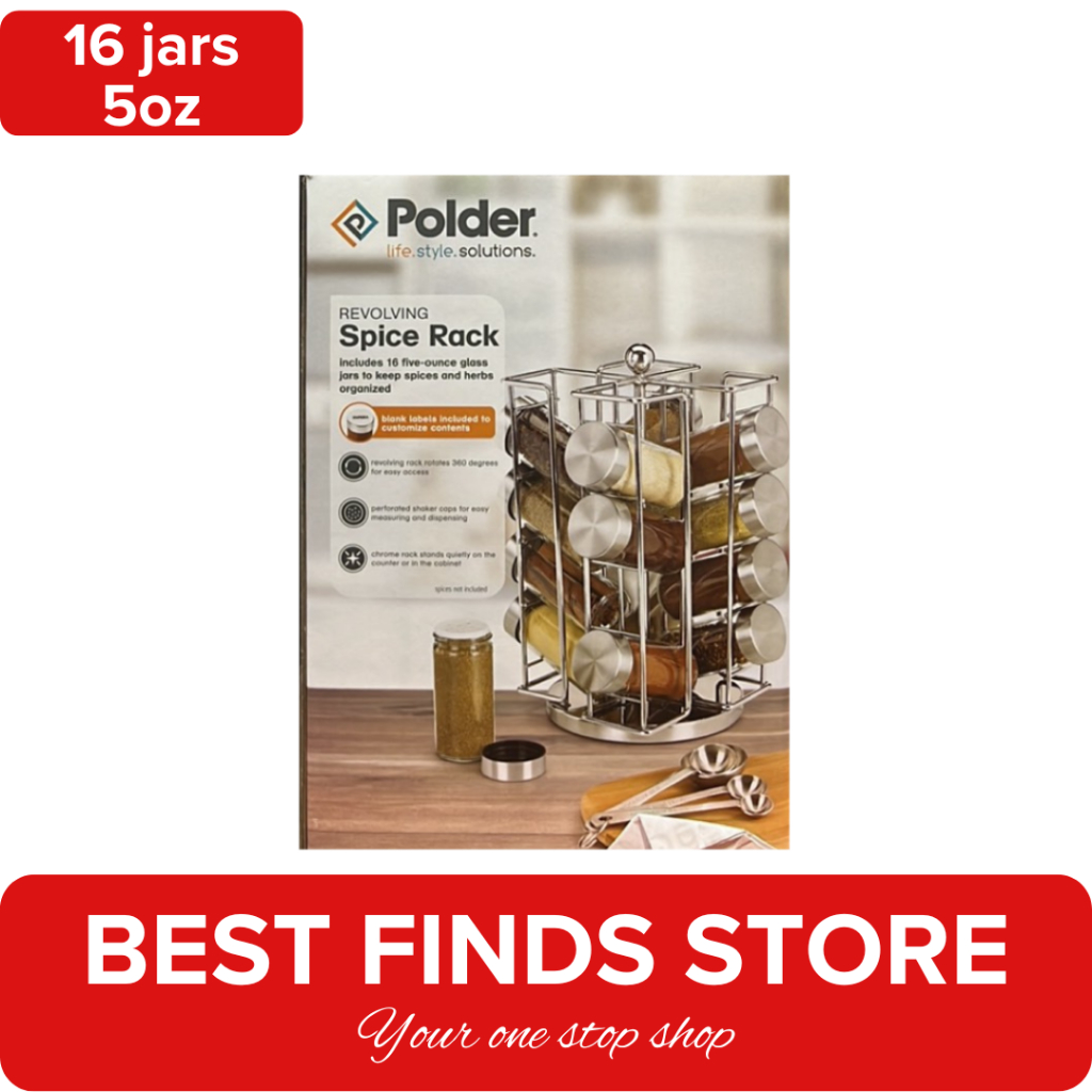 Polder Revolving Spice Rack with 16 Glass Jars (5oz) | Shopee Philippines