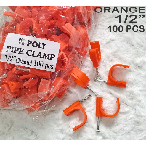 100 PCS PACK POLY PVC Clamp With Nail Plastic Cable Pipe Clips Tie ...