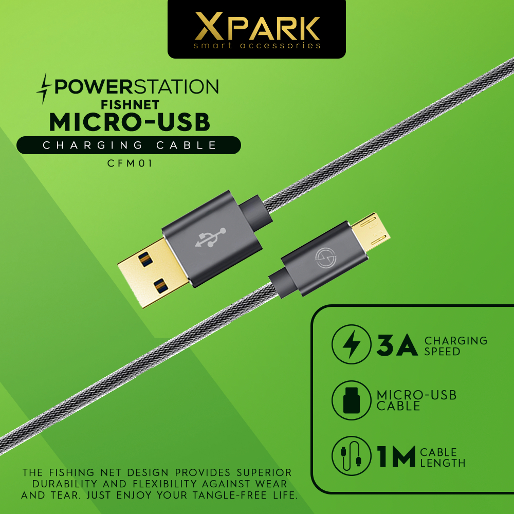 Powerstation Fishnet Micro USB Charging Cable 3A 1M Length CFM01 ...