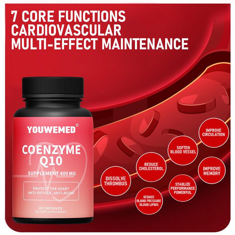 Coenzyme Q10 Capsules 400 mg Antioxidant Cardiovascular Health Natural CoQ10 Cellular