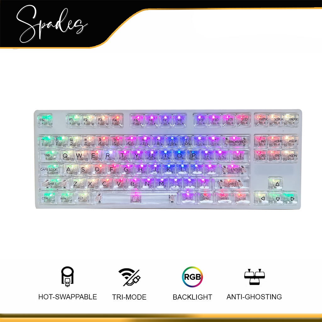 Dark Alien K87 TKL Transparent 80% Wireless Keyboard Tri-Mode Bluetooth ...