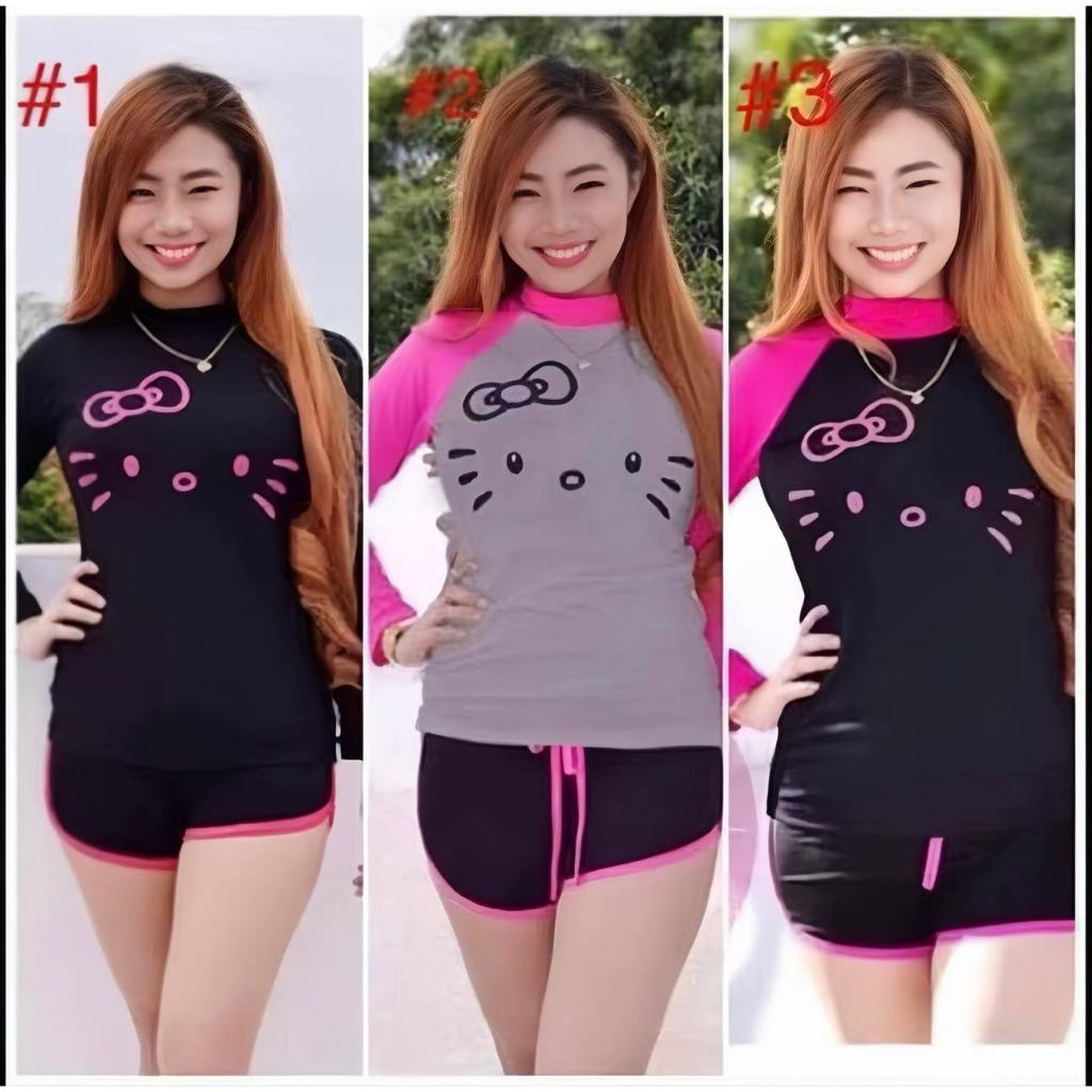 KT Fashion Rush Guard Terno Swimwear Rashguard Freesize fit S to L ...