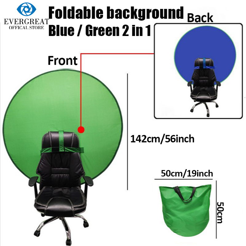 142cm Portable Green/Blue Screen Webcam Round Background Gaming Chair ...