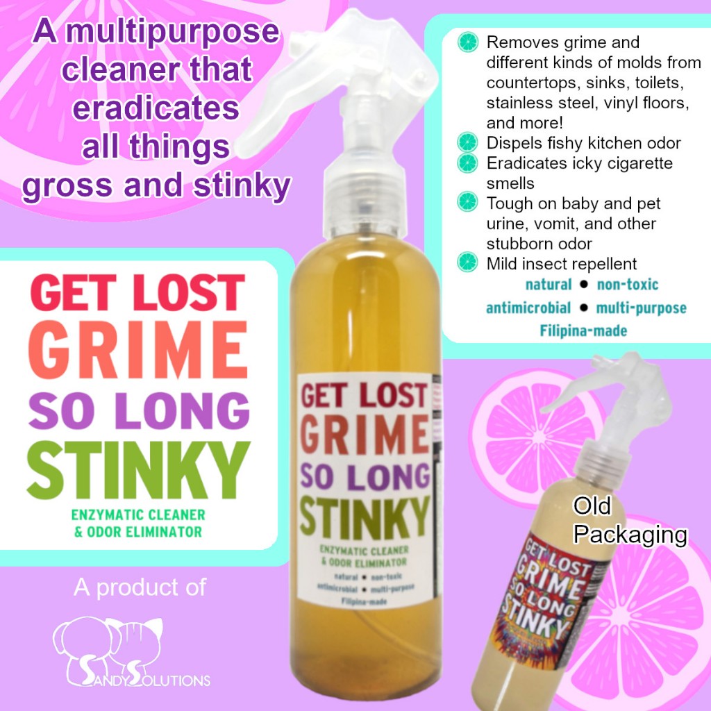 Allpurpose enzymatic cleaner & odor eliminator GET LOST GRIME, SO LONG