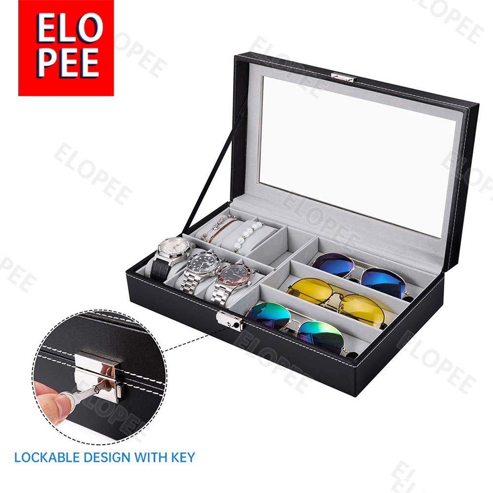 Watch Storage Box 6/10/12 Slots Grids PVC Leather Display Jewelry ...
