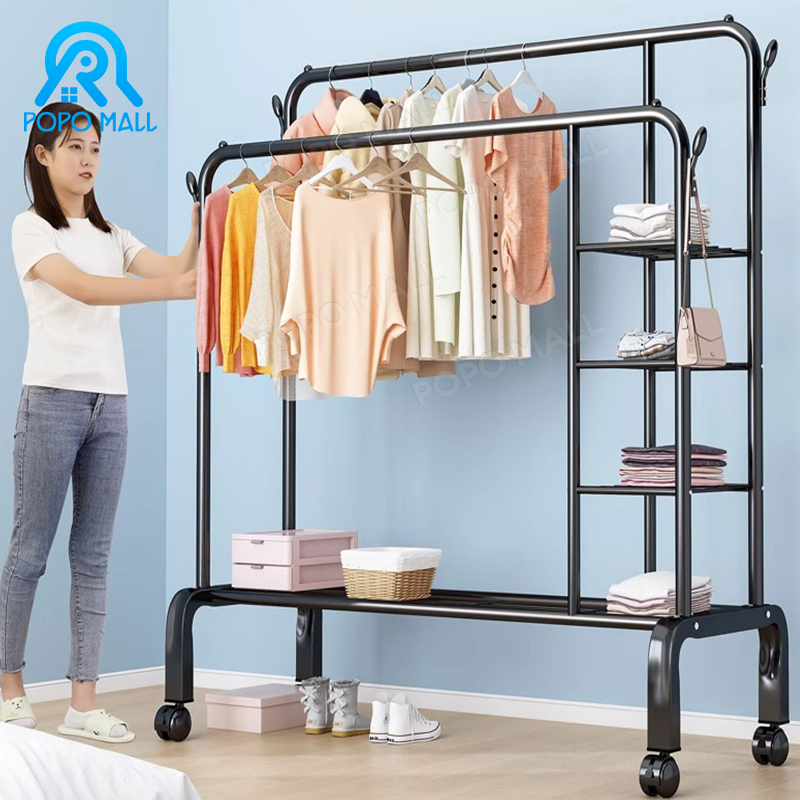 Clothes Rack Floor-standing Bedroom Clothes Hanger Floor Laundry Drying ...