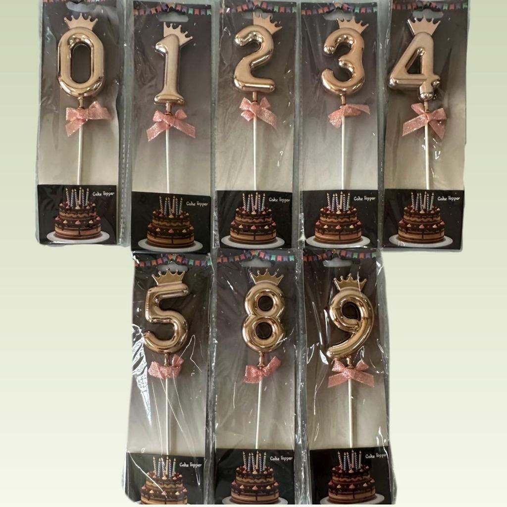 3D crown candle number 0-9 rose gold Acrylic cake topper for birthday ...