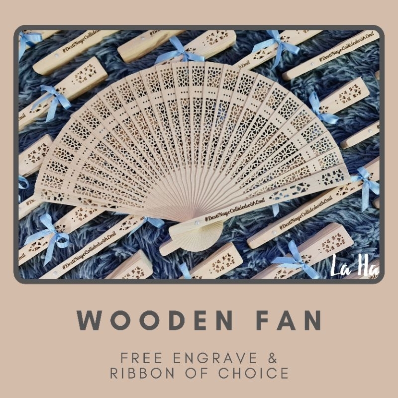 Wooden Fan with FREE ENGRAVE and ribbon | Shopee Philippines