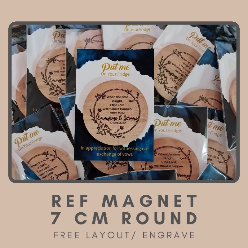 30 pcs WOODEN ROUND REF MAGNET with ENGRAVE (30 pcs/order): wedding ...