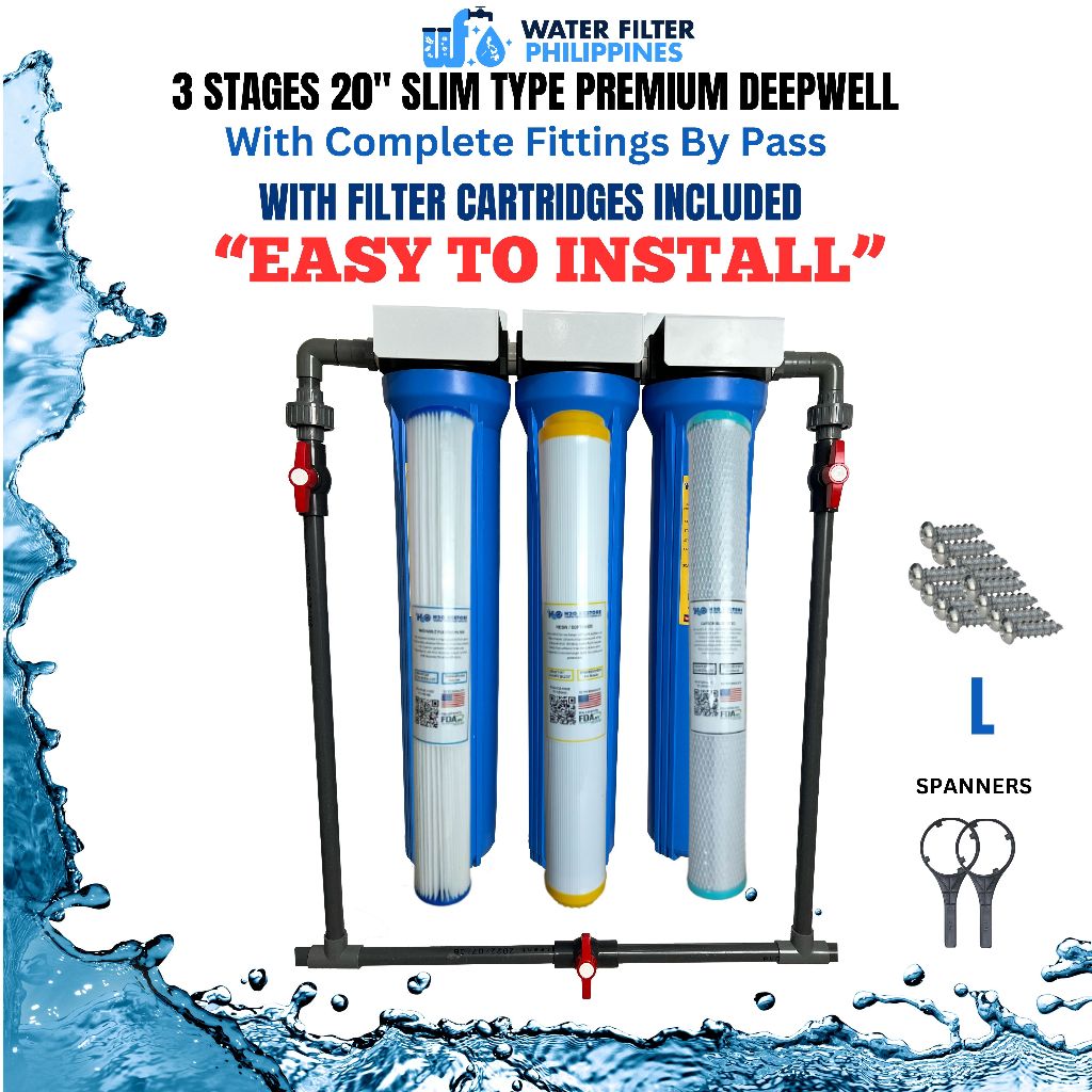 3 Stages Water Filter Deepwell Premium Heavy Duty Complete Set with PVC ...