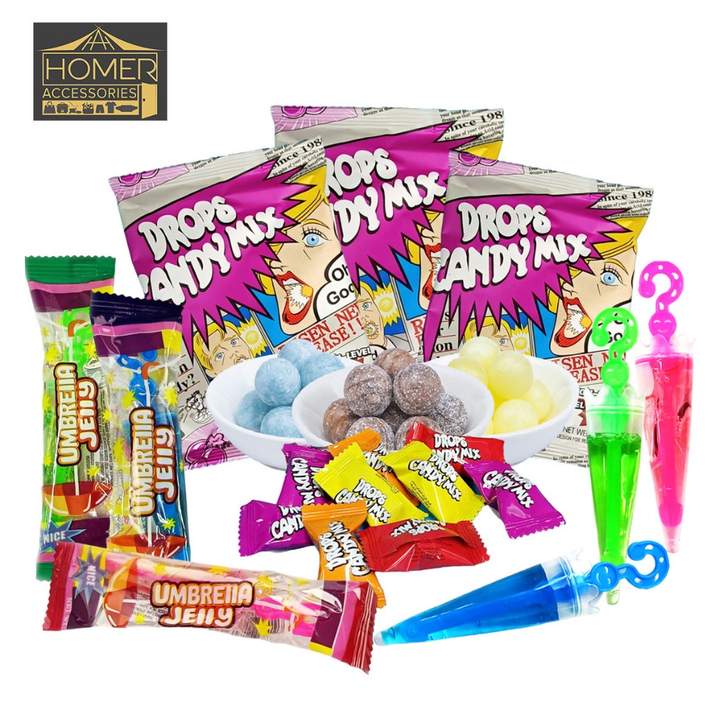 Homer Sour Drops Candy Mix Hard Sweet Candy and Umbrella Jelly Candy 1