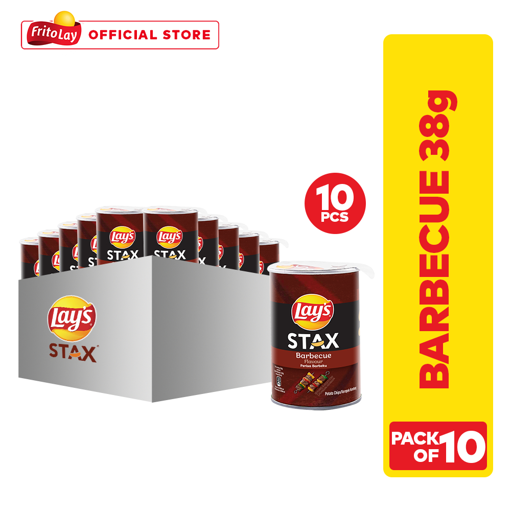 Lay's Stax Barbeque (BBQ) Potato Chip 38g - Pack of 10 | Shopee Philippines