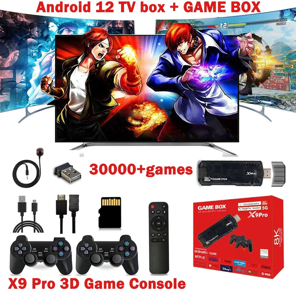 100% Original】TV box + GAME BOX X9 Pro 2in1 ,4K HD Game Console 30000  Reitro Clreimurtssic Game | Shopee Philippines