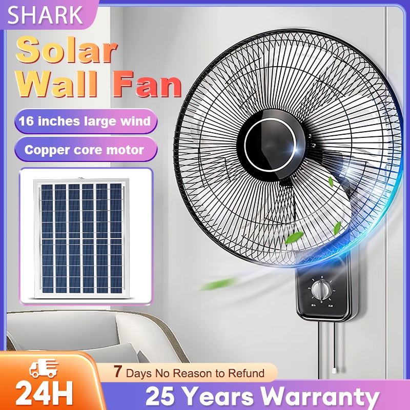 Solar electrics fan with panel wall fan 5 blades 3 speed settings Low ...