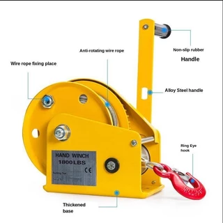 600 Lb-3000 Lb Wire Rope Lifting Winch Household Manual Hand Hoisting Winch  Self-locking Traction Machine with Steel Wire Rope - AliExpress