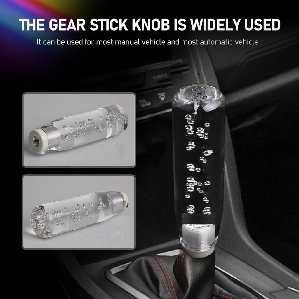 BCSMMCAR CB980 Automatic Shift Knob – Aluminum + Leather – Black – Universal W/ 3 Adapters – 1-Yr Warranty