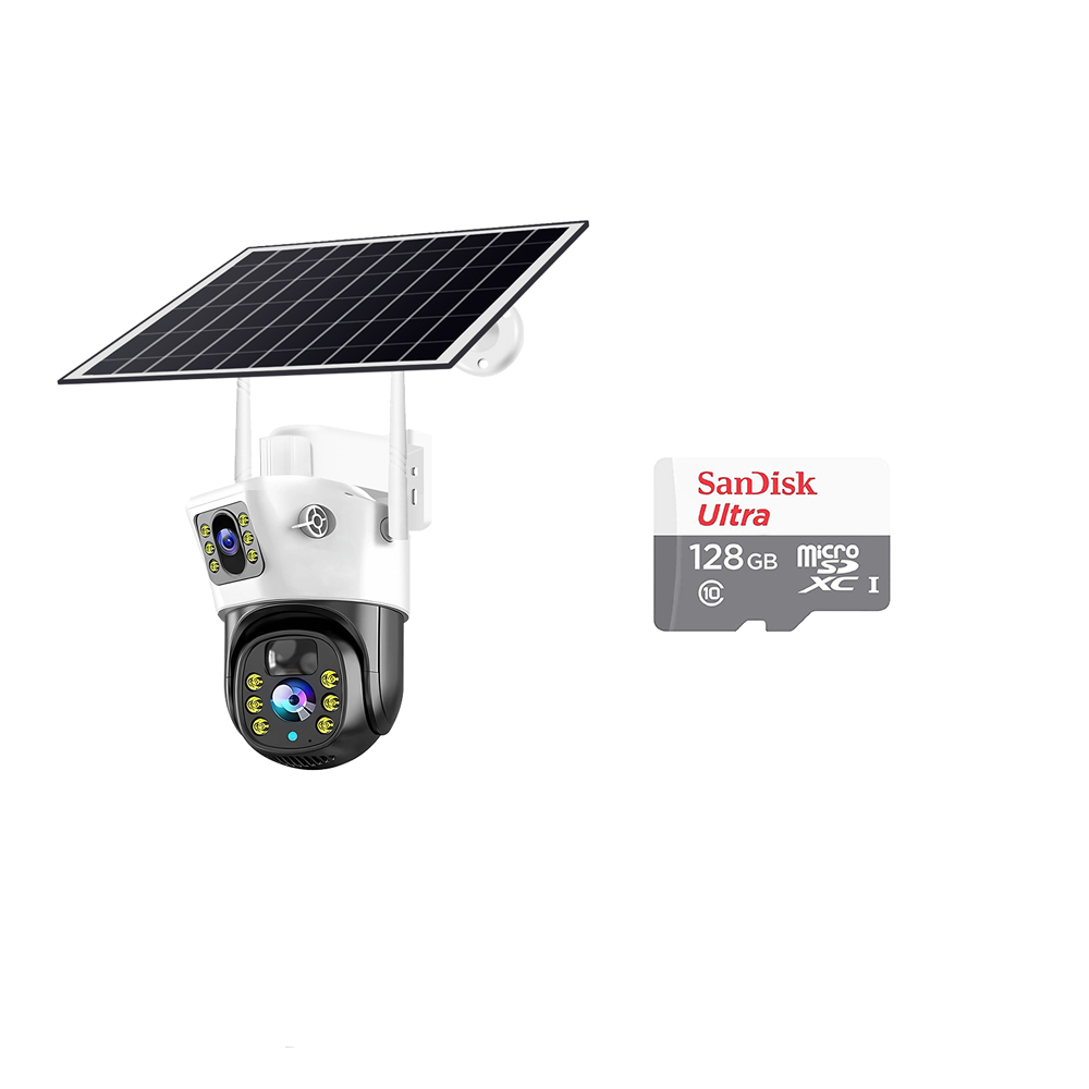 v380 Pro CCTV Camera Dual Lens Screen 8MP HD Solar Cell Camera PTZ Zoom ...