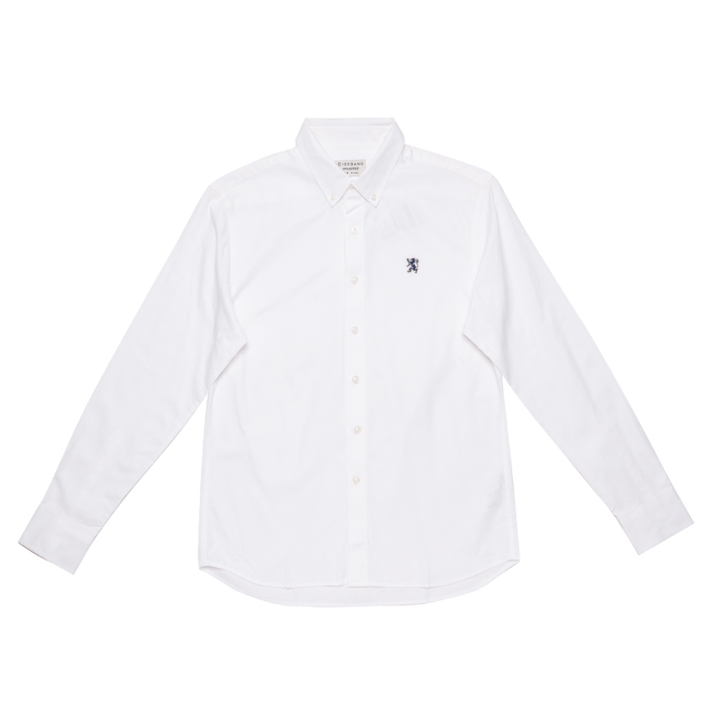 GIORDANO Men's Small Lion Long Sleeves Oxford Shirt (01043083) - 01 ...