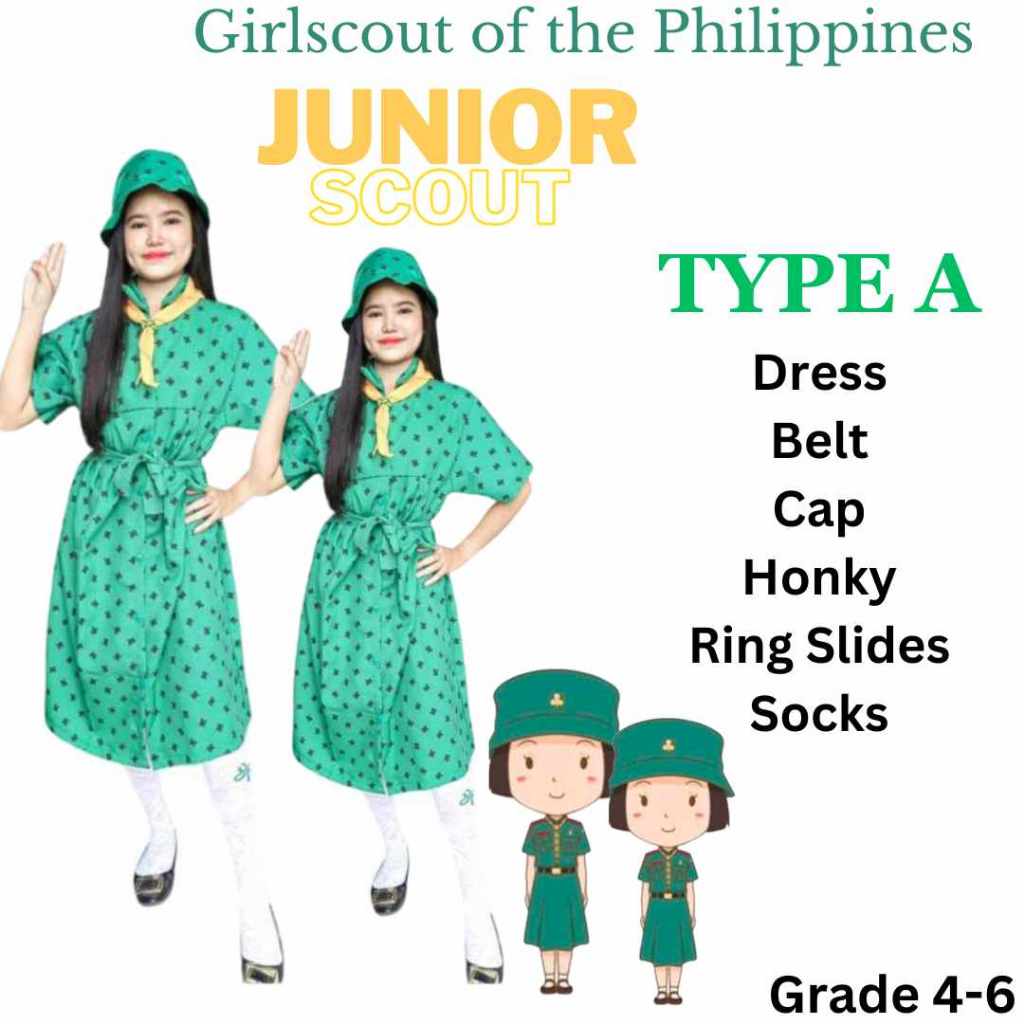 Lf4 SCOUTING UNIFORM// GSP TYPE A//DRESS TYPE// JUNIOR COMPLETE SET ...