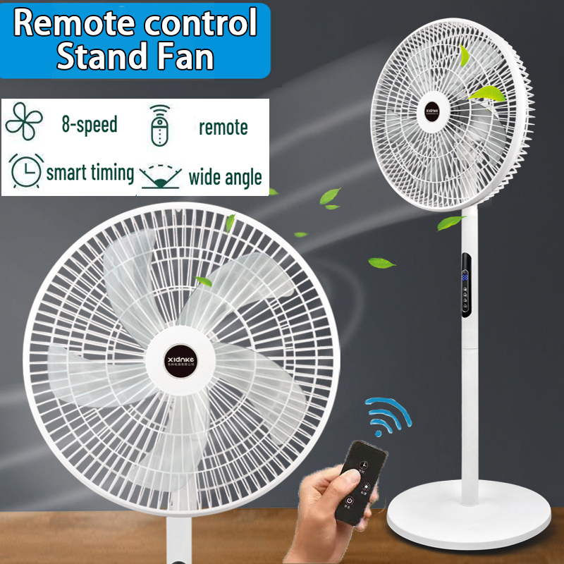Electric Stand Fan Standard 5 Blade Remote Control Floor Fan Living