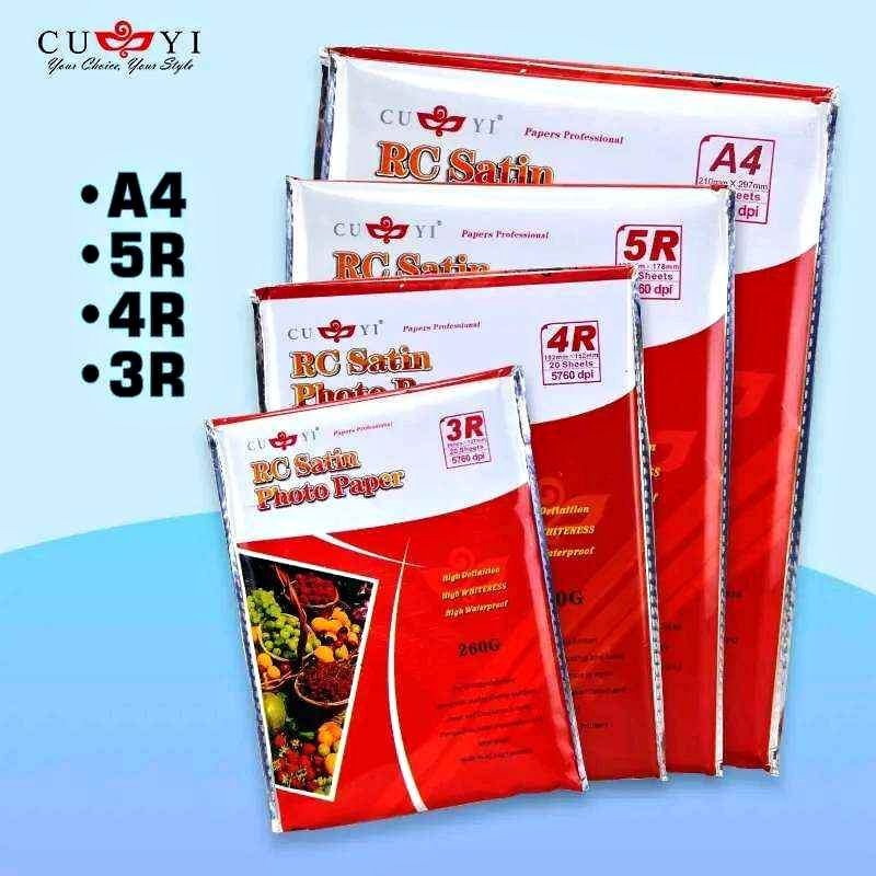 Cuyi Rc Satin Photo Paper 260gsm A4 5r 4r 3r Size Resin Coated 20 ...